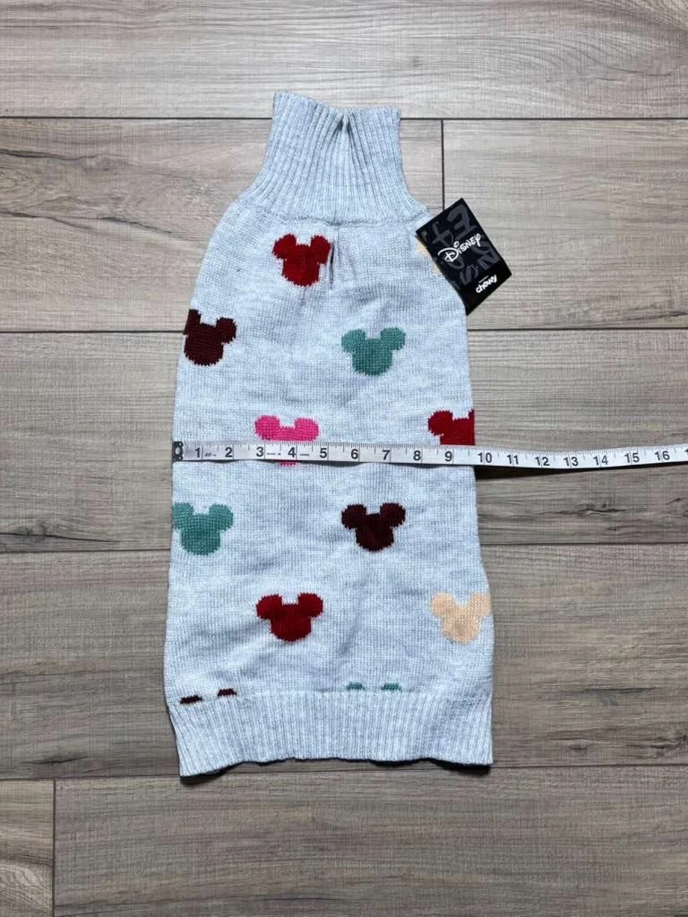 Chewy + Disney Mickey Mouse Confetti Dog Sweater‎ Size Large Gray